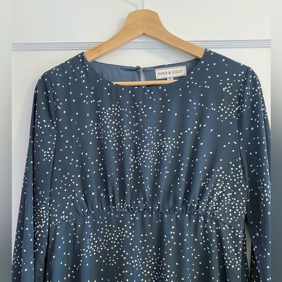 Piper and Scoot: The Pacific Dot Midi Dress in Dusty Blue Size Medium - Picture 4 of 9